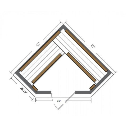 Image of Sunray 4 Person Bristol Bay Corner Cedar Sauna w/Carbon Heaters