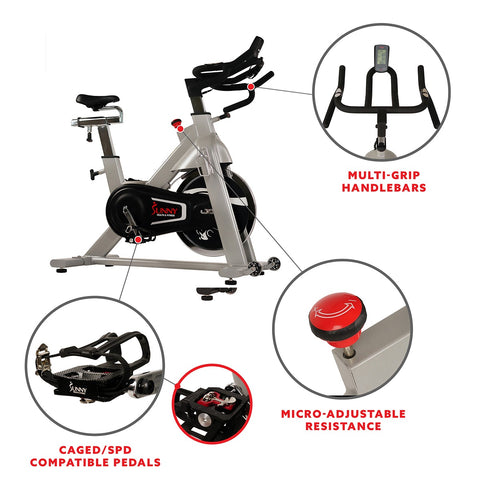 Image of Sunny Health & Fitness 44LBS Flywheel Belt Drive Commercial Indoor Cycling Bike