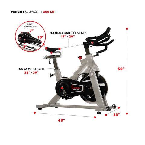 Image of Sunny Health & Fitness 44LBS Flywheel Belt Drive Commercial Indoor Cycling Bike