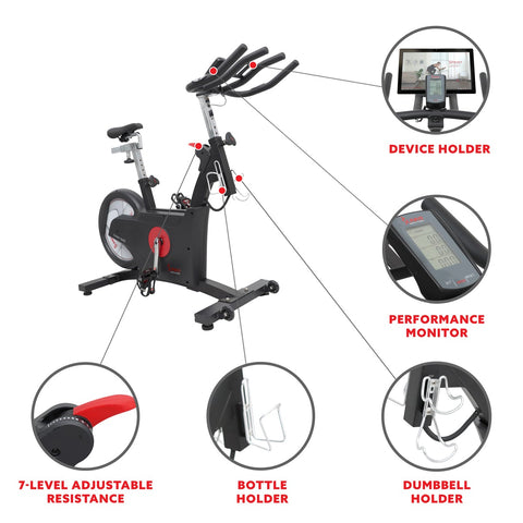 Image of Sunny Health & Fitness Premium Kinetic Flywheel Rear Drive Cycle