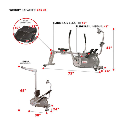 Image of Sunny Health & Fitness Full Motion Magnetic Rowing Machine
