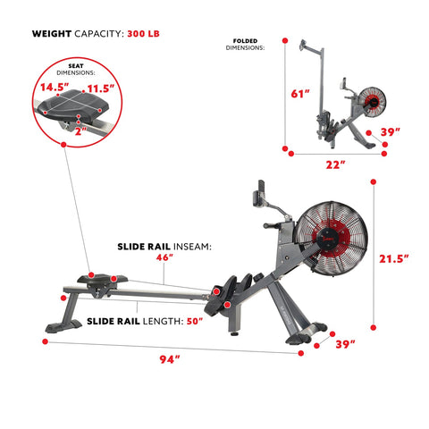Image of Sunny Health & Fitness Magnetic Air Rower