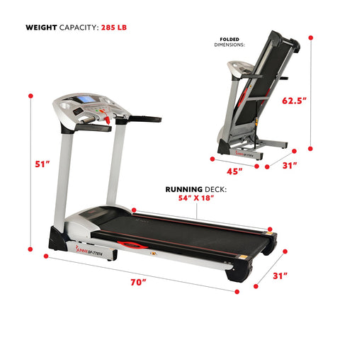 Image of Sunny Health & Fitness Performance Treadmill with Auto Incline