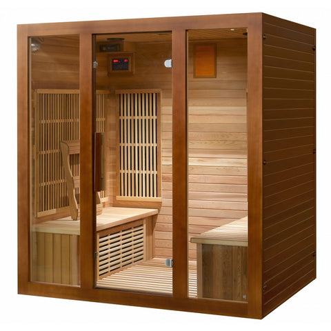 Image of Sunray 4 Person Roslyn Cedar Sauna w/Carbon Heaters/Side Bench Seating