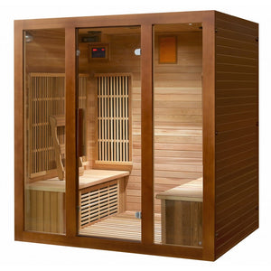 Sunray 4 Person Roslyn Cedar Sauna w/Carbon Heaters/Side Bench Seating