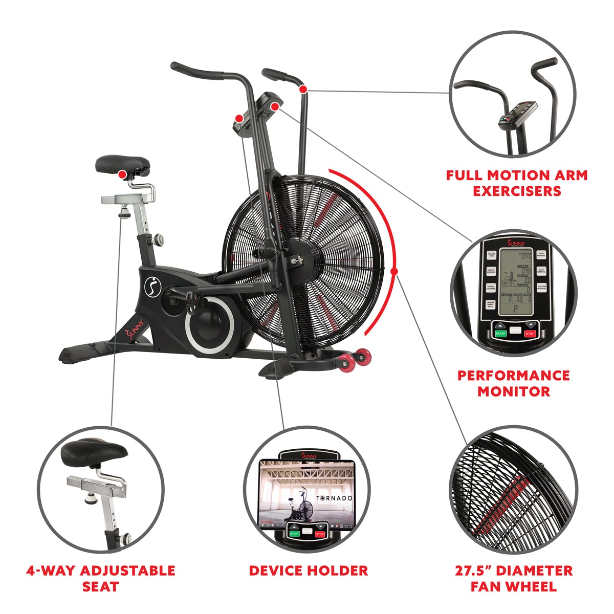 Sunny Health & Fitness Tornado LX Air Bike