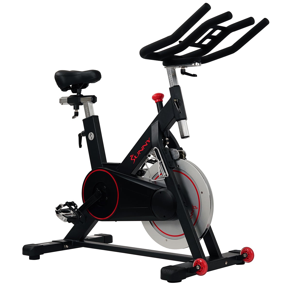 Sunny Health & Fitness Magnetic Belt Drive Indoor Cycling Bike with 44 lb Flywheel and Large Device Holder