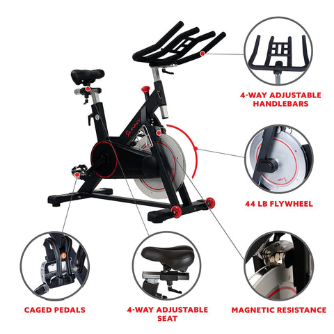 Image of Sunny Health & Fitness Magnetic Belt Drive Indoor Cycling Bike with 44 lb Flywheel and Large Device Holder