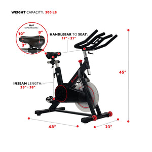 Sunny Health & Fitness Magnetic Belt Drive Indoor Cycling Bike with 44 lb Flywheel and Large Device Holder