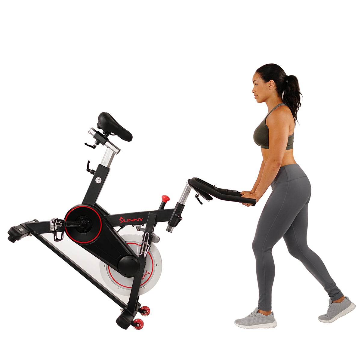 Sunny Health & Fitness Magnetic Belt Drive Indoor Cycling Bike with 44 lb Flywheel and Large Device Holder