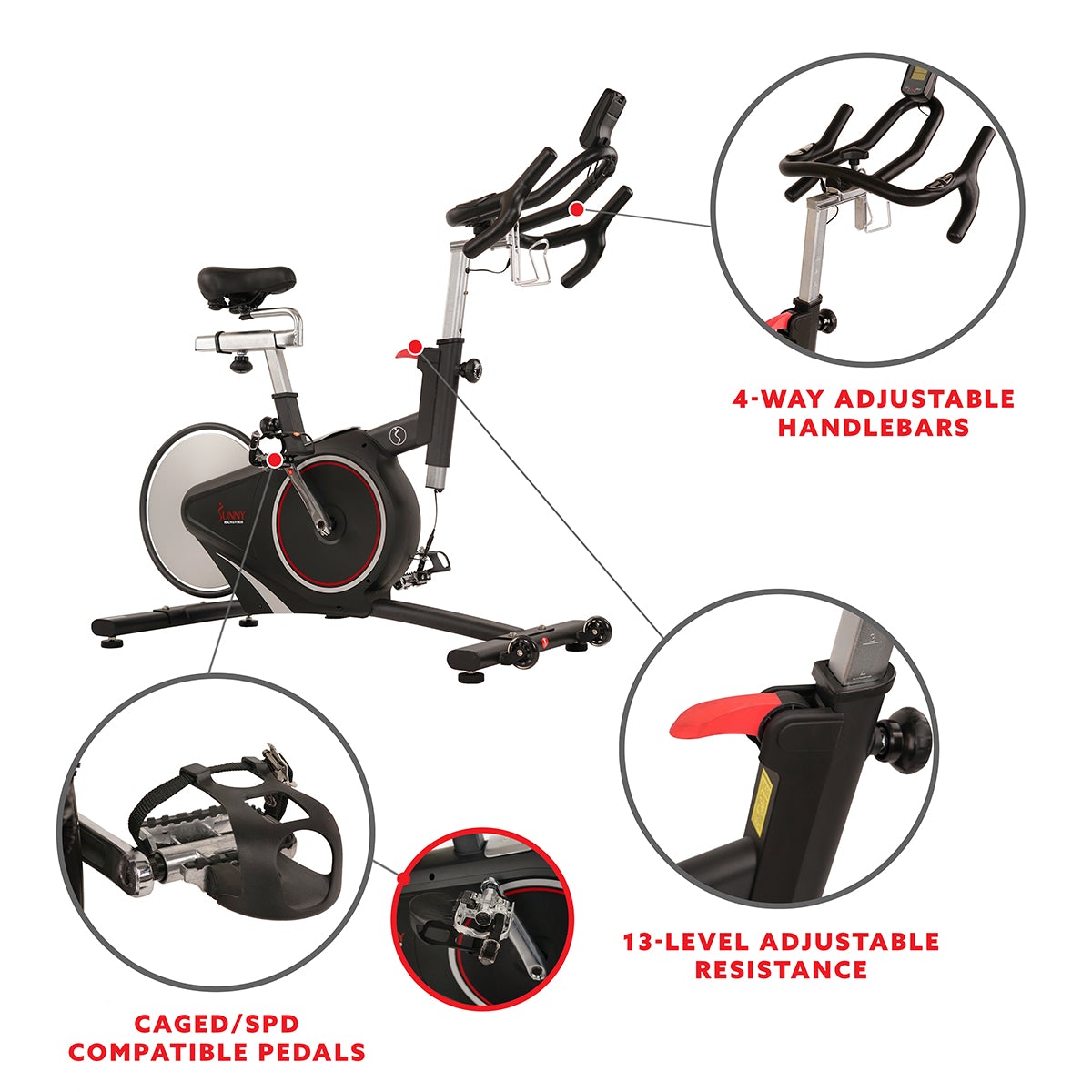 Sunny Health & Fitness Belt Drive Magnetic Indoor Cycling Bike
