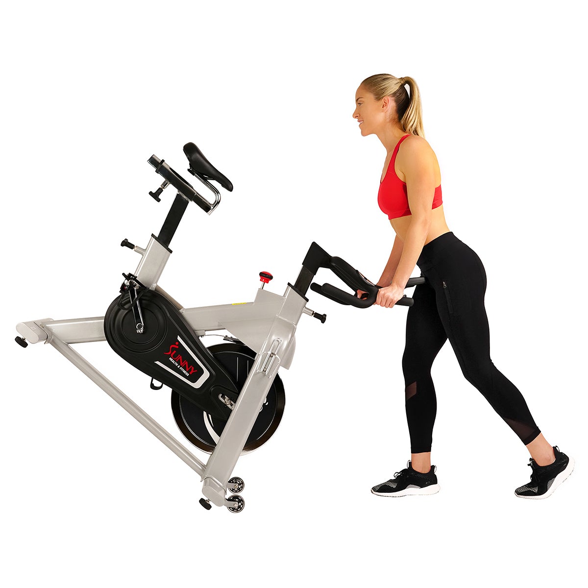 Sunny Health & Fitness 44LBS Flywheel Belt Drive Commercial Indoor Cycling Bike