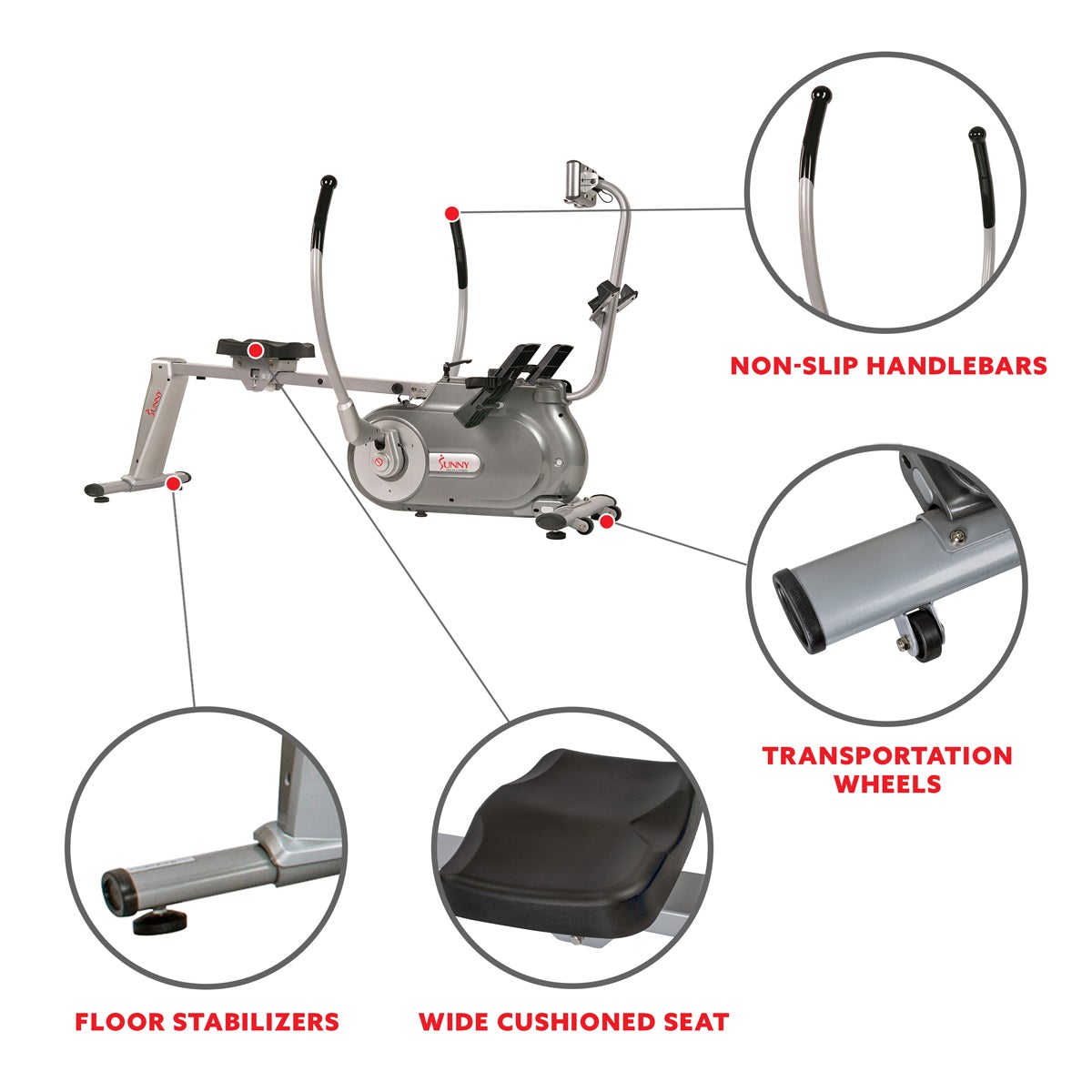 Sunny Health & Fitness Full Motion Magnetic Rowing Machine