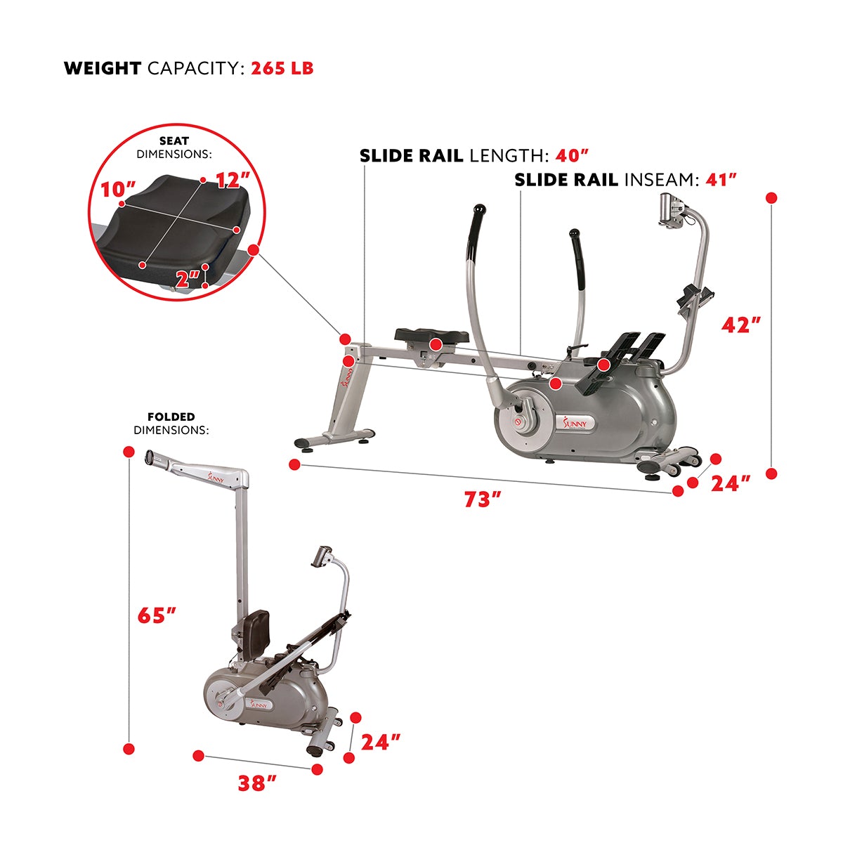 Sunny Health & Fitness Full Motion Magnetic Rowing Machine