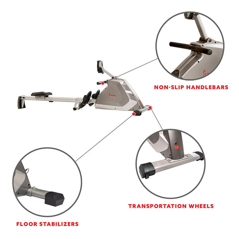 Image of Sunny Health & Fitness Programmable Magnetic Rower