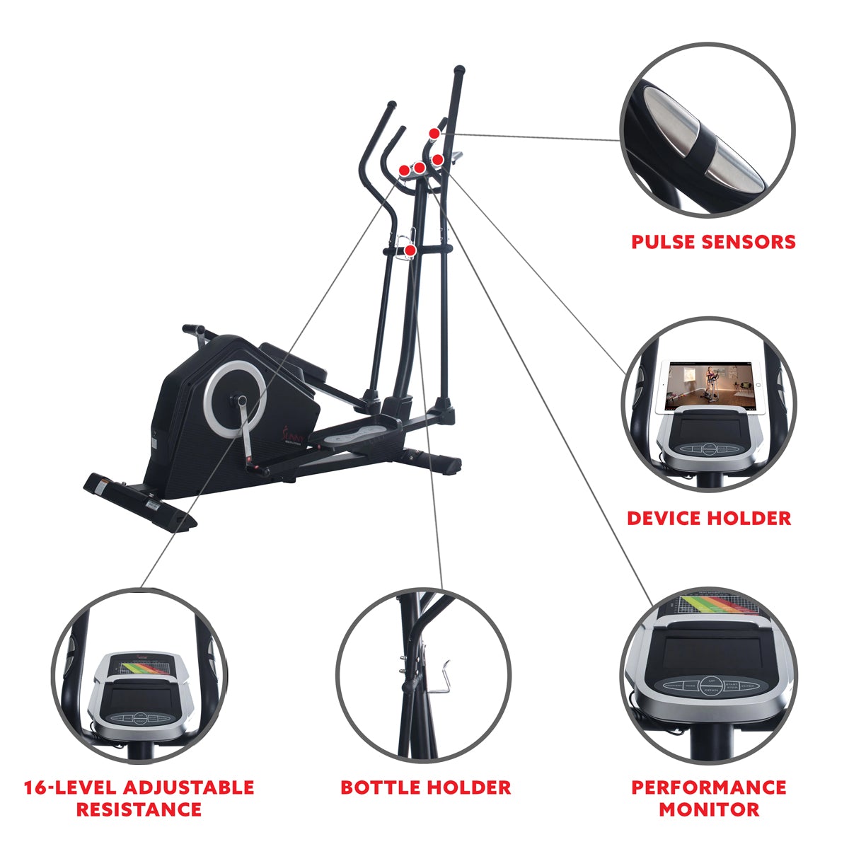 Sunny Health & Fitness Programmable Cardio Elliptical Trainer