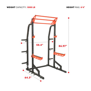 Sunny Health & Fitness Power Zone Half Rack Heavy Duty Performance Power Cage with 1000 LB Weight Capacity