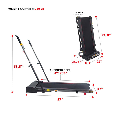 Image of Sunny Health & Fitness Slim Folding Treadmill Trekpad with Arm Exercisers