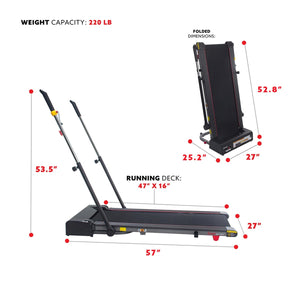 Sunny Health & Fitness Slim Folding Treadmill Trekpad with Arm Exercisers