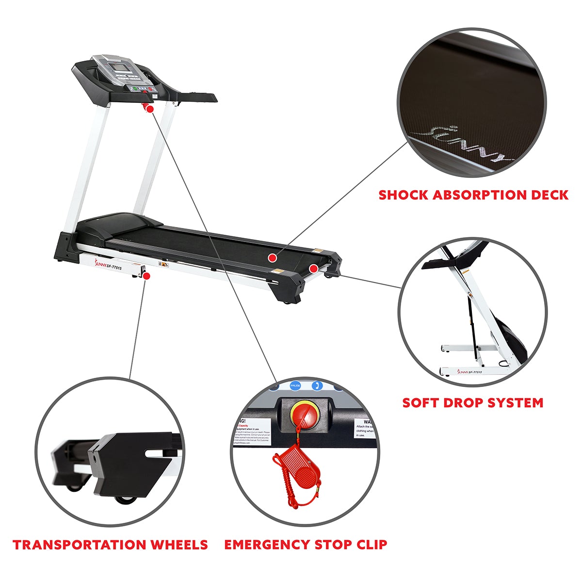 Sunny Health & Fitness SF-T7515 Smart Treadmill with Auto Incline