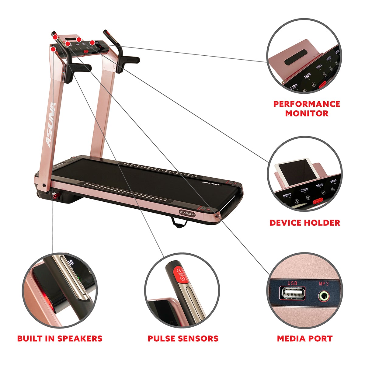 SpaceFlex Motorized Treadmill Pink